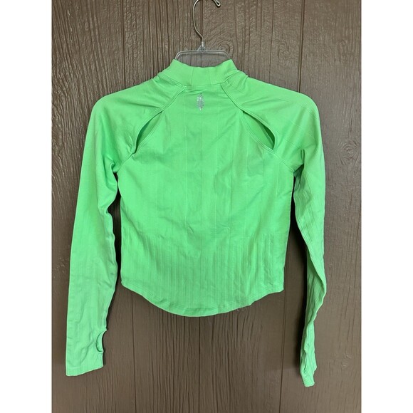 Free People Lime Green FP MOVEMENT Offside Layer Base Crop Top Stretch NWOT M/L - Picture 5 of 5